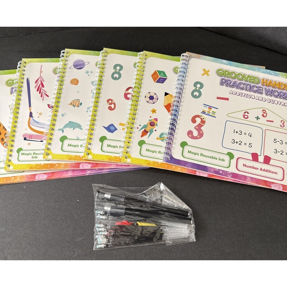 Grooved Writing Practice Handwriting books numbers letter puzzle nature patterns